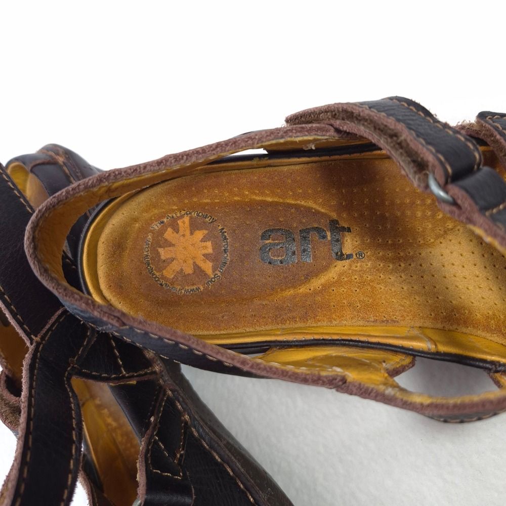 Art Company Mary Jane Wedge Sandals Brown Sz 38 Leather Gorpcore Cottagecore - Picture 5 of 12